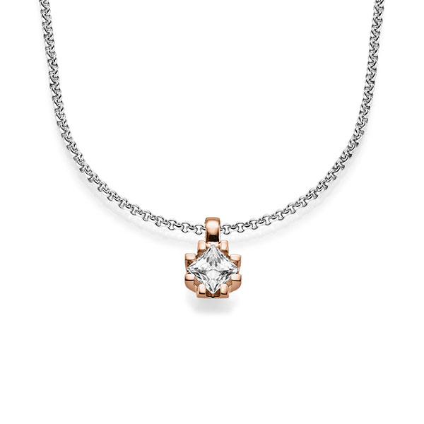 Hanger in roodgoud 14 kt. met 1 ct. Princess-Diamant tw,vs van acredo - A-1606-5 Hanger in roodgoud 14 kt. met 1 ct. Princess-Diamant tw,vs van acredo - A-1606-5