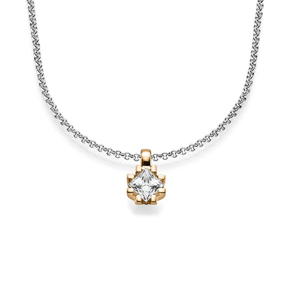 Hanger in roségoud 14 kt. met 1 ct. Princess-Diamant tw,vs van acredo - A-1606-6 Hanger in roségoud 14 kt. met 1 ct. Princess-Diamant tw,vs van acredo - A-1606-6