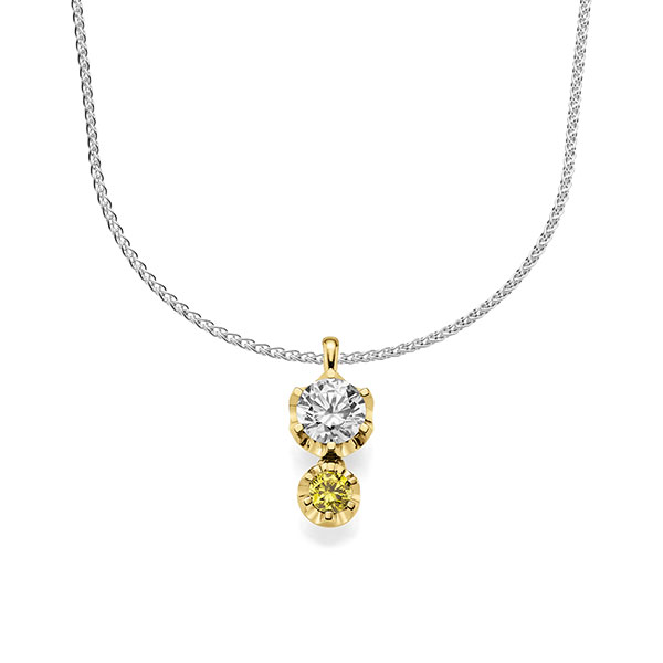 Kette mit Anhänger in Gelbgold 585 mit 1 ct. 1 Saphir gelb. Brillant tw, si Saphir Gelb (A 8) von acredo