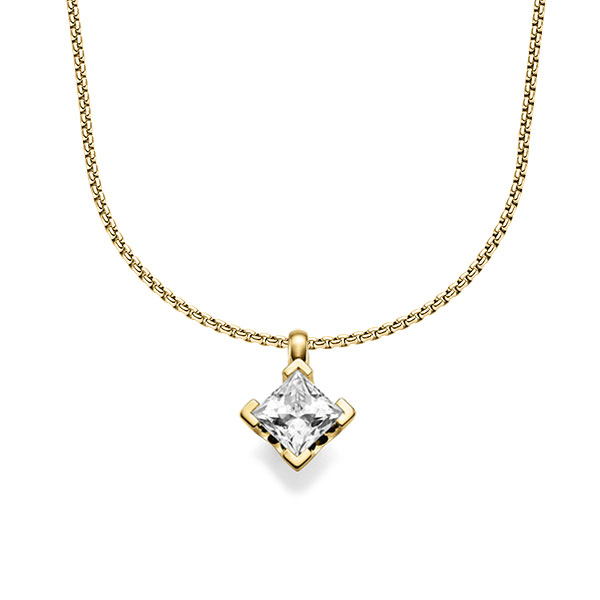 Kette mit Anhänger in Gelbgold 585 mit 1 ct. Prinzess-Diamant tw, vs von acredo - A-1546-10