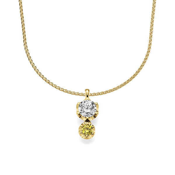 Kette mit Anhänger in Gelbgold 585 mit zus. 0,25 ct. 1 Saphir gelb. Brillant tw, si von acredo - A-1604-1