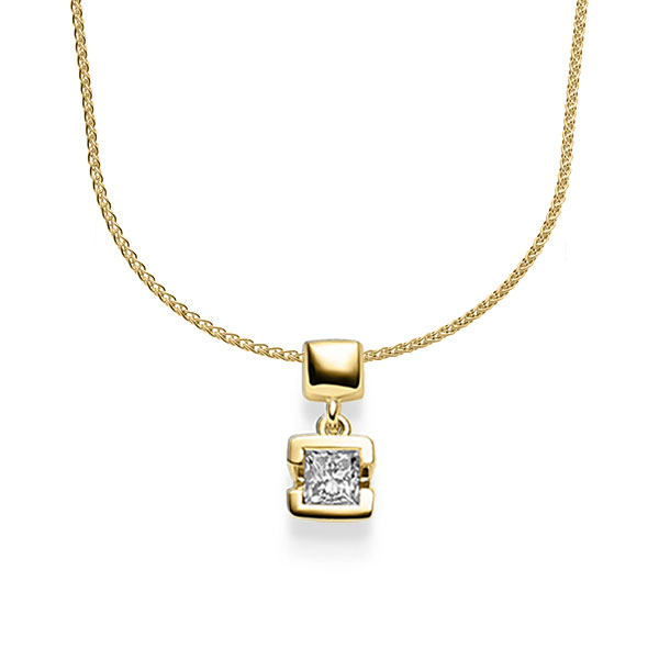 Kette mit Anhänger in Gelbgold 585 mit zus. 0,25 ct. Prinzess-Diamant tw, vs von acredo - A-1645-3