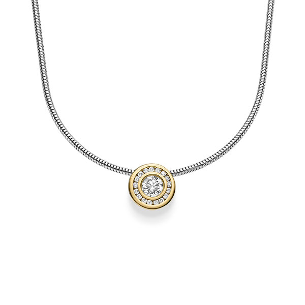 Kette mit Anhänger in Gelbgold 585 mit zus. 0,345 ct. Brillant tw, si von acredo