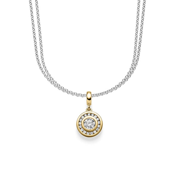 Kette mit Anhänger in Gelbgold 585 mit zus. 0,505 ct. Brillant tw, si von acredo