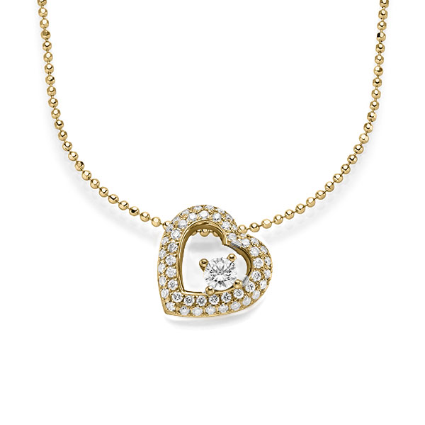 Kette mit Anhänger in Gelbgold 585 mit zus. 0,636 ct. Brillant tw, si von acredo