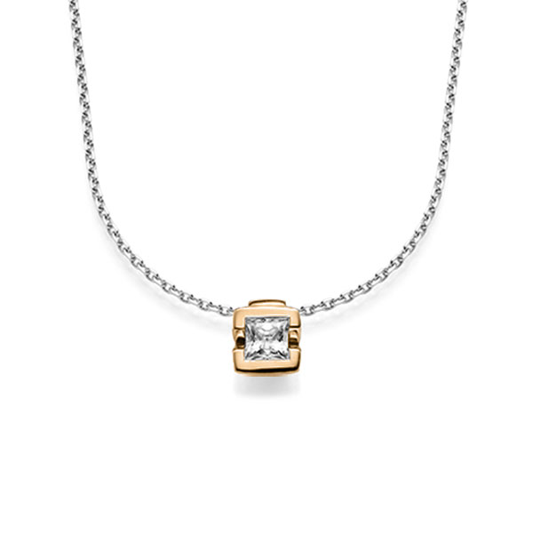 Kette mit Anhänger in Roségold 585 mit 0,5 ct. Prinzess-Diamant tw, vs von acredo - A-1567-4