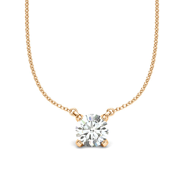 Kette mit Anhänger in Roségold 585 mit 1 ct. Brillant tw, si von acredo