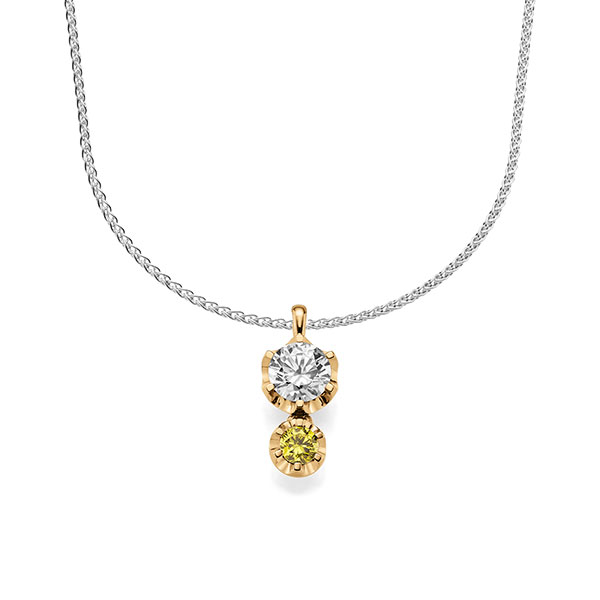 Kette mit Anhänger in Roségold 585 mit zus. 0,25 ct. 1 Saphir gelb. Brillant tw, si von acredo - A-1604-4