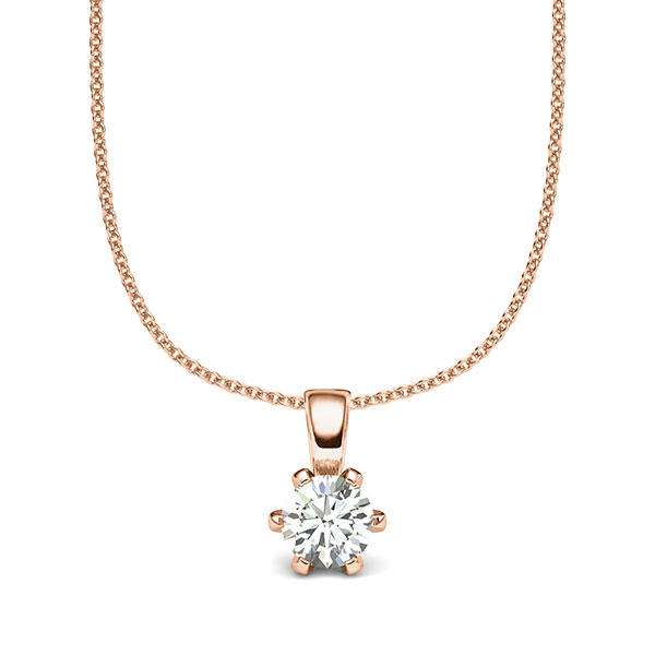 Kette mit Anhänger in Rotgold 585 mit 0,5 ct. Brillant tw, si von acredo