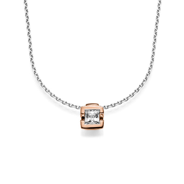 Kette mit Anhänger in Rotgold 585 mit 0,5 ct. Prinzess-Diamant tw, vs von acredo - A-1567-5