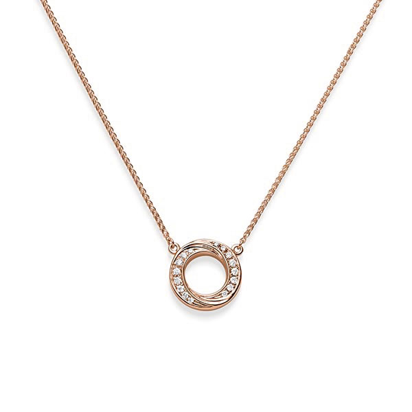 Kette mit Anhänger in Rotgold 585 mit zus. 0,112 ct. tw, si von acredo