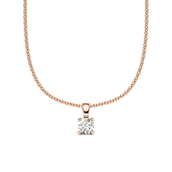 Kette mit Anhänger in Rotgold 585 mit zus. 0,15 ct. Brillant tw, si von acredo