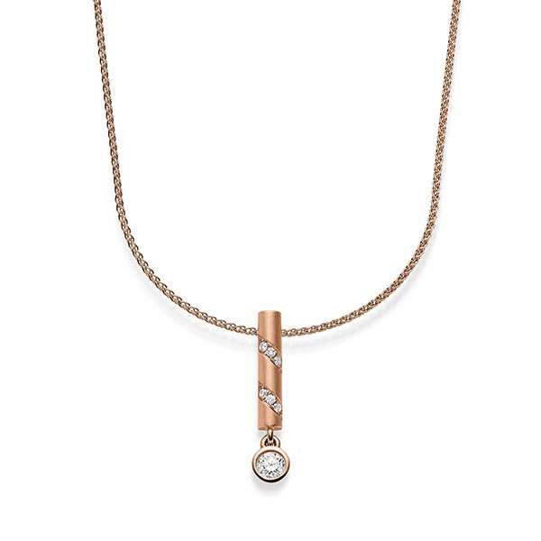 Kette mit Anhänger in Rotgold 585 mit zus. 0,198 ct. Brillant tw, si von acredo