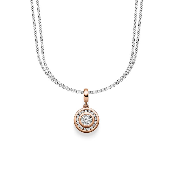 Kette mit Anhänger in Rotgold 585 mit zus. 0,505 ct. Brillant tw, si von acredo - A-1608-10