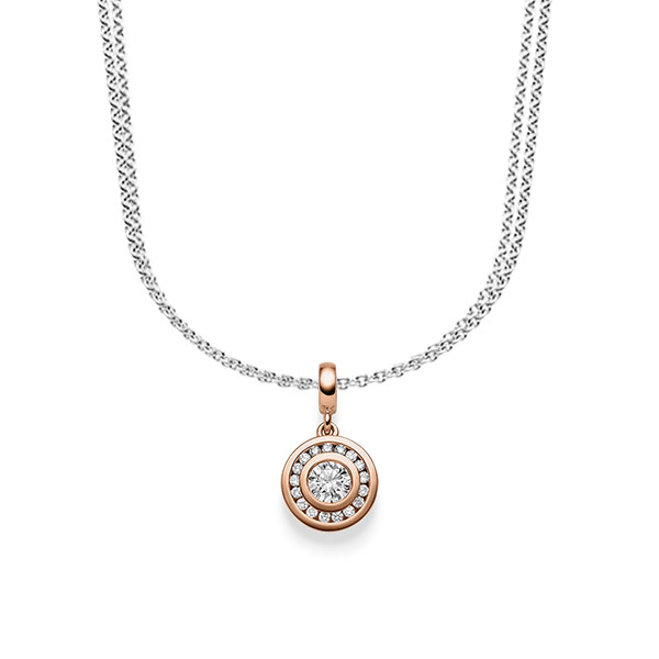Kette mit Anhänger in Rotgold 585 mit zus. 0,505 ct. Brillant tw, si von acredo