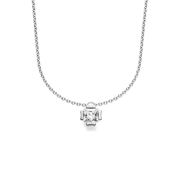 Kette mit Anhänger in Weissgold 585 mit 0,3 ct. Prinzess-Diamant tw, vs von acredo - A-1607-2