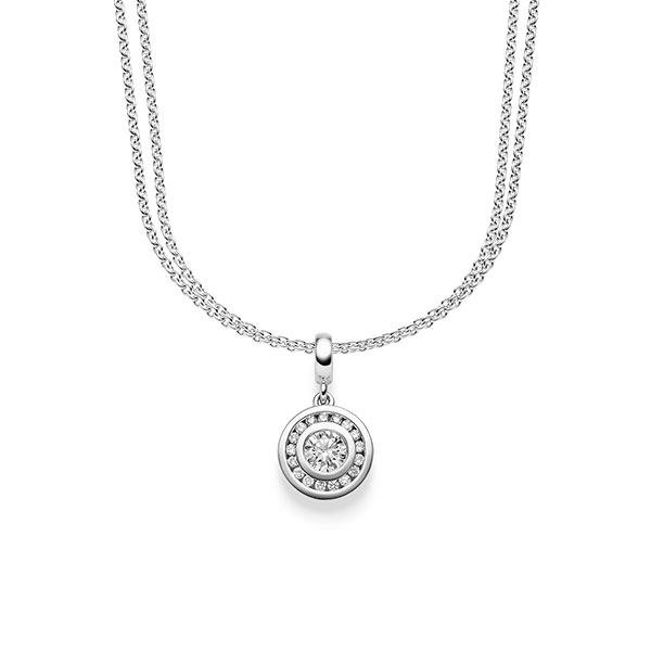 Kette mit Anhänger in Weissgold 585 mit 0,3 ct. + zus. 0,255 ct. Brillant tw, si von acredo