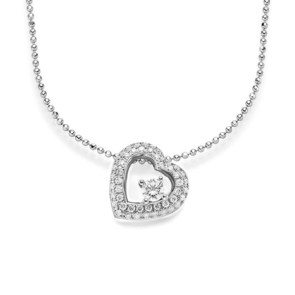 Kette mit Anhänger in Weissgold 585 mit 0,3 ct. + zus. 0,386 ct. Brillant tw, si von acredo
