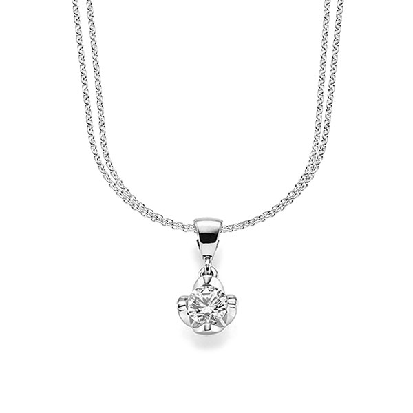 Kette mit Anhänger in Weissgold 585 mit 0,5 ct. Brillant tw, si von acredo - A-1609-1