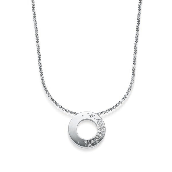 Kette mit Anhänger in Weissgold 585 mit zus. 0,085 ct. tw, si von acredo