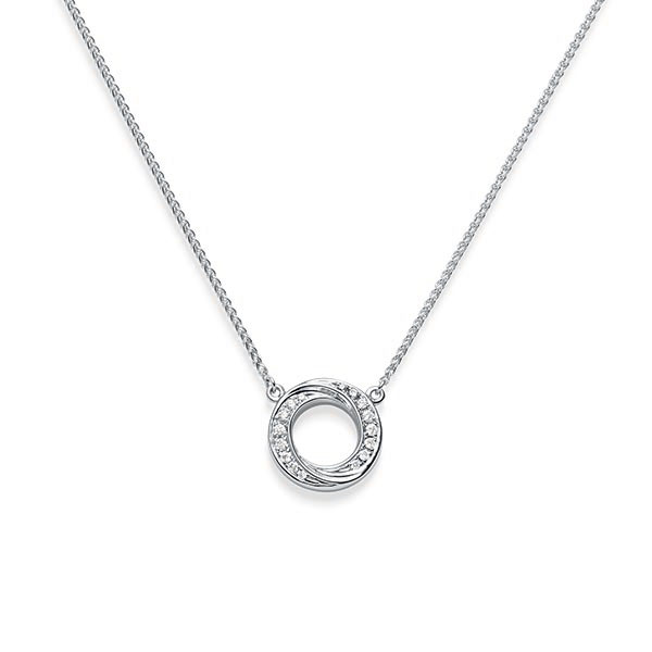 Kette mit Anhänger in Weißgold 585 mit zus. 0,112 ct. tw, si von acredo