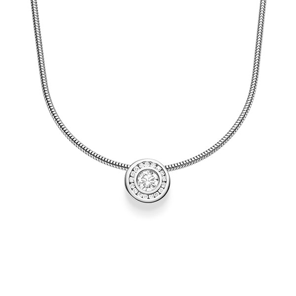 Kette mit Anhänger in Weißgold 585 mit zus. 0,295 ct. Brillant tw, si von acredo