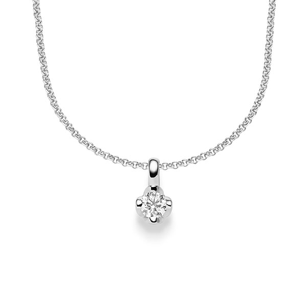 Kette mit Anhänger in Weissgold 585 mit zus. 0,2 ct. Brillant tw, si von acredo - A-1644-1