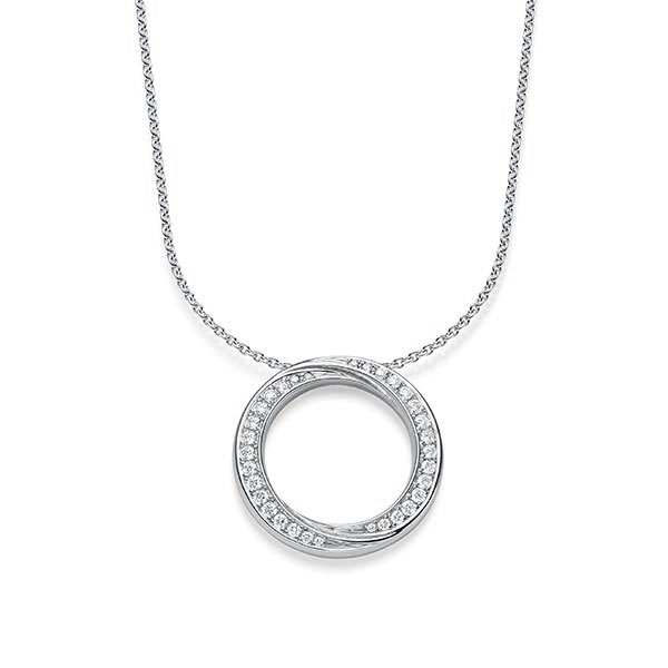 Kette mit Anhänger in Weissgold 585 mit zus. 0,52 ct. tw, si von acredo