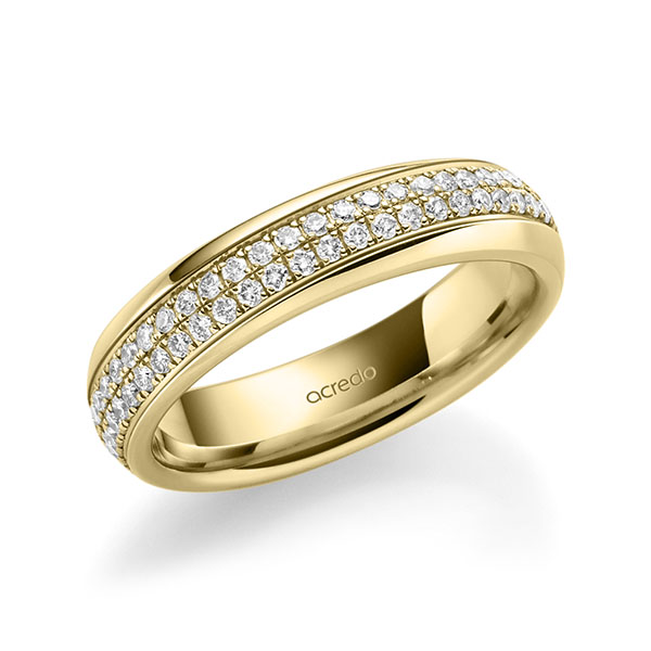 klassieke Memoire-trouwring in buiten geelgoud 14 kt. , binnen geelgoud 14 kt. volledig gezet met in totaal 0,768 ct. Briljant tw/si van acredo - A-1624-16