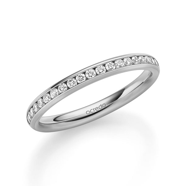 klassieke Memoire-trouwring in buiten grijsgoud 14 kt. , binnen grijsgoud 14 kt. half gezet met in totaal 0,285 ct. Briljant tw/si van acredo