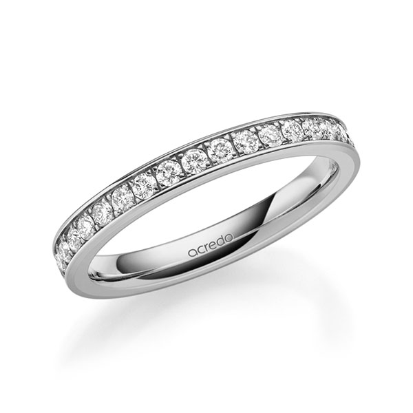 klassieke Memoire-trouwring in buiten grijsgoud 14 kt. , binnen grijsgoud 14 kt. half gezet met in totaal 0,34 ct. Briljant tw/si van acredo