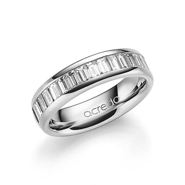klassieke Memoire-trouwring in buiten grijsgoud 14 kt. , binnen grijsgoud 14 kt. half gezet met in totaal 1,36 ct. Baguette-Diamant tw,vs van acredo - A-1552-8 klassieke Memoire-trouwring in buiten grijsgoud 14 kt. , binnen grijsgoud 14 kt. half gezet met in totaal 1,36 ct. Baguette-Diamant tw,vs van acredo - A-1552-8
