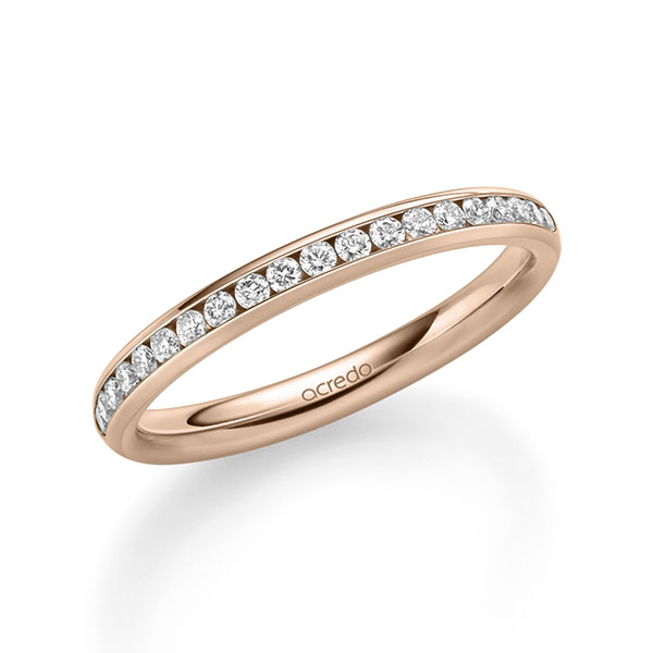 klassieke Memoire-trouwring in buiten roodgoud 14 kt. , binnen roodgoud 14 kt. half gezet met in totaal 0,3 ct. Briljant tw/si van acredo - A-1677-18