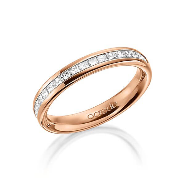 klassieke Memoire-trouwring in buiten roodgoud 14 kt. , binnen roodgoud 14 kt. half gezet met in totaal 0,54 ct. Princess-Diamant tw/si van acredo - A-1554-5