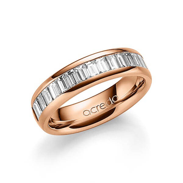 klassieke Memoire-trouwring in buiten roodgoud 14 kt. , binnen roodgoud 14 kt. half gezet met in totaal 1,36 ct. Baguette-Diamant tw,vs van acredo - A-1552-4