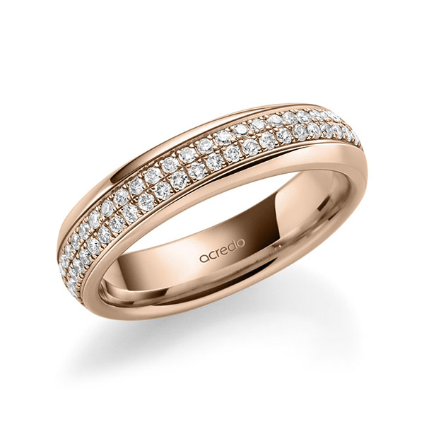 klassieke Memoire-trouwring in buiten roodgoud 14 kt. , binnen roodgoud 14 kt. volledig gezet met in totaal 0,768 ct. Briljant tw/si van acredo - A-1624-18