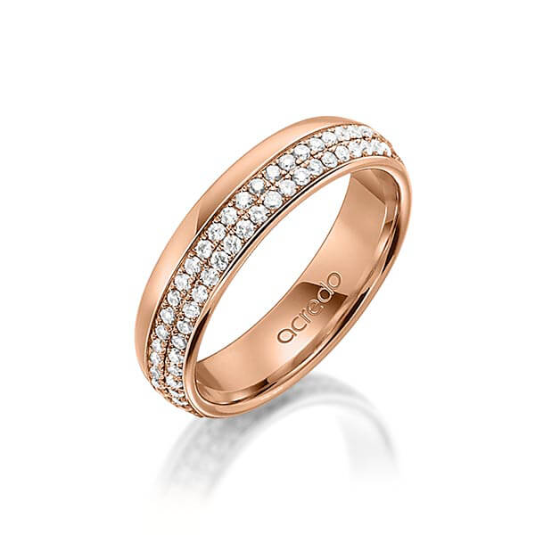 klassieke Memoire-trouwring in buiten roodgoud 14 kt. , binnen roodgoud 14 kt. volledig gezet met in totaal 0,8 ct. Briljant tw/si van acredo - A-1560-4 klassieke Memoire-trouwring in buiten roodgoud 14 kt. , binnen roodgoud 14 kt. volledig gezet met in totaal 0,8 ct. Briljant tw/si van acredo - A-1560-4