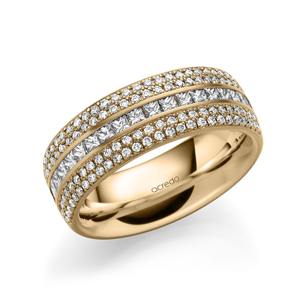 klassieke Memoire-trouwring in buiten roségoud 14 kt. , binnen roségoud 14 kt. half gezet met in totaal 1,12 ct. Briljant & Princess-Diamant tw/si van acredo - A-1623-17 klassieke Memoire-trouwring in buiten roségoud 14 kt. , binnen roségoud 14 kt. half gezet met in totaal 1,12 ct. Briljant & Princess-Diamant tw/si van acredo - A-1623-17