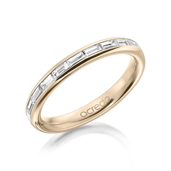 klassieke Memoire-trouwring in buiten Signature Goud 585 , binnen Signature Goud 585 half gezet met in totaal 0,5 ct. Baguette-Diamant tw,vs van acredo - A-1555-12