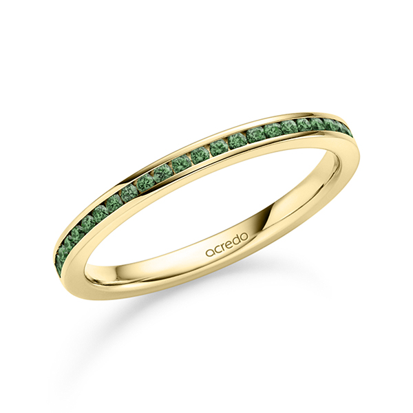 klassieke Memoire-trouwring in geelgoud 14 kt. half gezet met in totaal 0,192 ct. Briljant van acredo