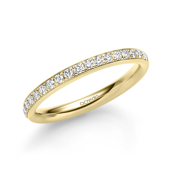 klassieke Memoire-trouwring in geelgoud 14 kt. half gezet met in totaal 0,285 ct. Briljant tw/si van acredo klassieke Memoire-trouwring in geelgoud 14 kt. half gezet met in totaal 0,285 ct. Briljant tw/si van acredo