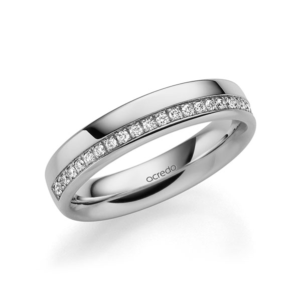 klassieke Memoire-trouwring in grijsgoud 14 kt. half gezet met in totaal 0,184 ct. Briljant tw/si van acredo - A-1689-10