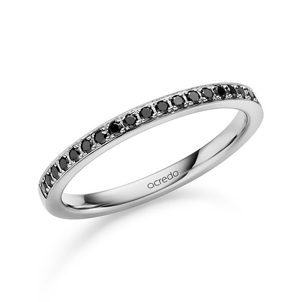 klassieke Memoire-trouwring in grijsgoud 14 kt. half gezet met in totaal 0,21 ct. Briljant Zwart van acredo