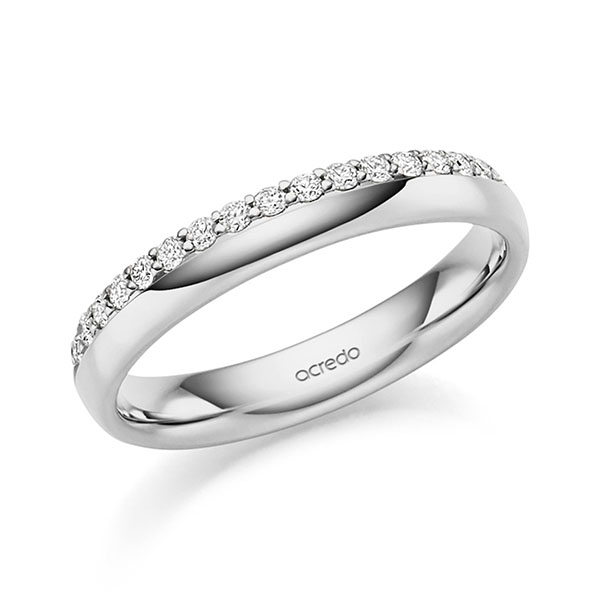 Klassieke Memoire-trouwring in grijsgoud 14 kt. half gezet met in totaal 0,27 ct. tw/si van acredo