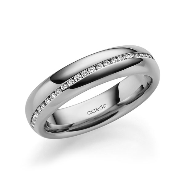 Klassieke Memoire-trouwring in grijsgoud 14 kt. half gezet met in totaal 0,2 ct. Briljant tw/si van acredo - A-1629-19