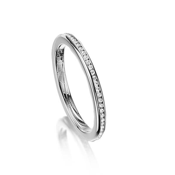 klassieke Memoire-trouwring in grijsgoud 14 kt. volledig gezet met in totaal 0,295 ct. Briljant tw/si van acredo - A-1115-5 klassieke Memoire-trouwring in grijsgoud 14 kt. volledig gezet met in totaal 0,295 ct. Briljant tw/si van acredo - A-1115-5