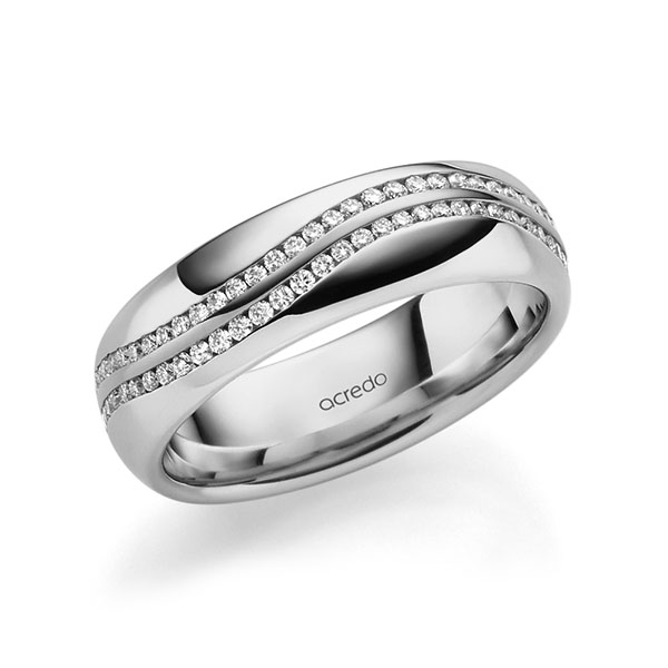 Klassieke Memoire-trouwring in grijsgoud 14 kt. volledig gezet met in totaal 0,6 ct. Briljant tw/si van acredo