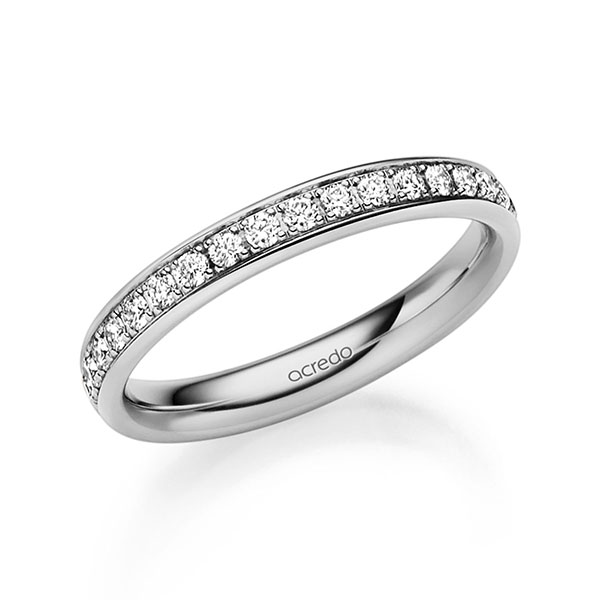 Klassieke Memoire-trouwring in palladium-zilver 800 half gezet met in totaal 0,285 ct. Briljant tw/si van acredo - S-1327-2 Klassieke Memoire-trouwring in palladium-zilver 800 half gezet met in totaal 0,285 ct. Briljant tw/si van acredo - S-1327-2