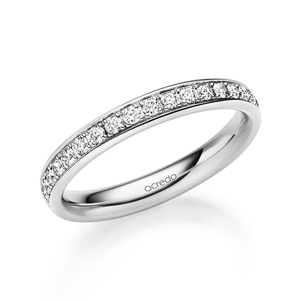 Klassieke Memoire-trouwring in River platina 950 half gezet met in totaal 0,285 ct. Briljant tw/si van acredo - S-1327-6