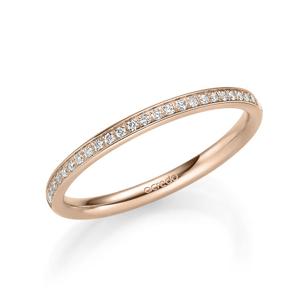 klassieke Memoire-trouwring in roodgoud 14 kt. half gezet met in totaal 0,135 ct. Briljant tw/si van acredo - A-2223-4 klassieke Memoire-trouwring in roodgoud 14 kt. half gezet met in totaal 0,135 ct. Briljant tw/si van acredo - A-2223-4